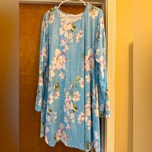 Floral Long Sleeve Dress - Blue